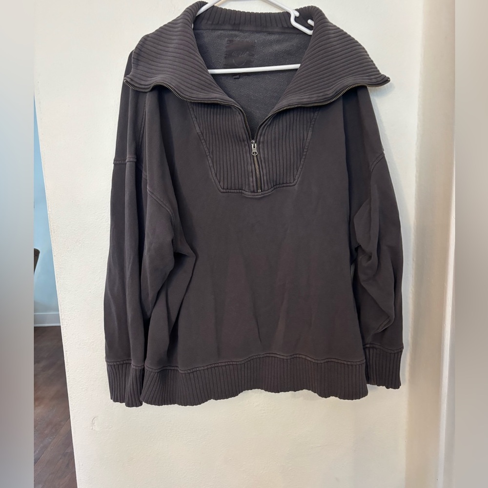 Aerie Charcoal Zip-Up Sweater
